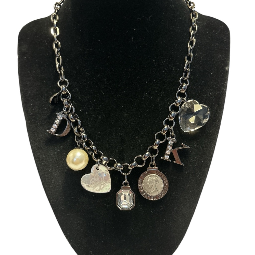 Dyrberg/Kern Gunmetal Tone ‘Mariann’ Charm Necklace 17”